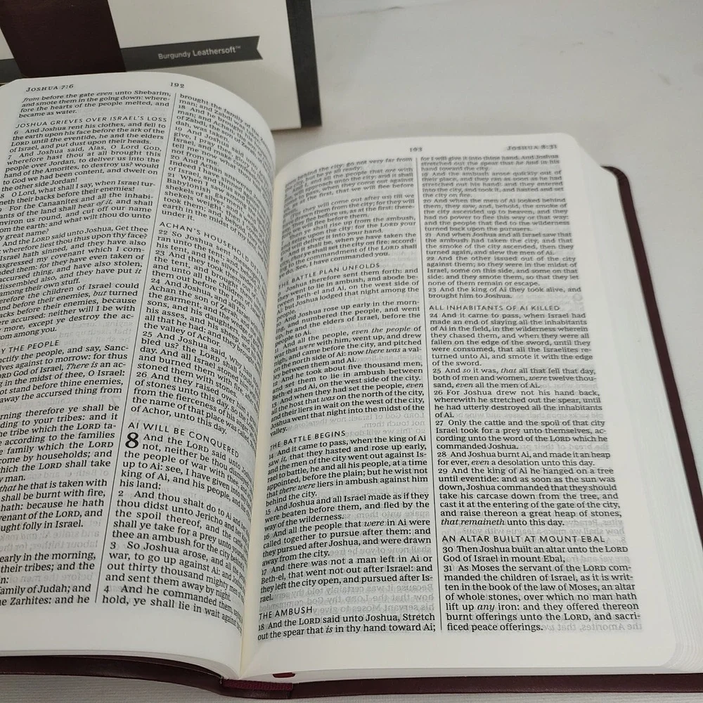 Holy Bible, Thinline, Leathersoft, Burgandy, Red Letter, Standard Print Lay Flat